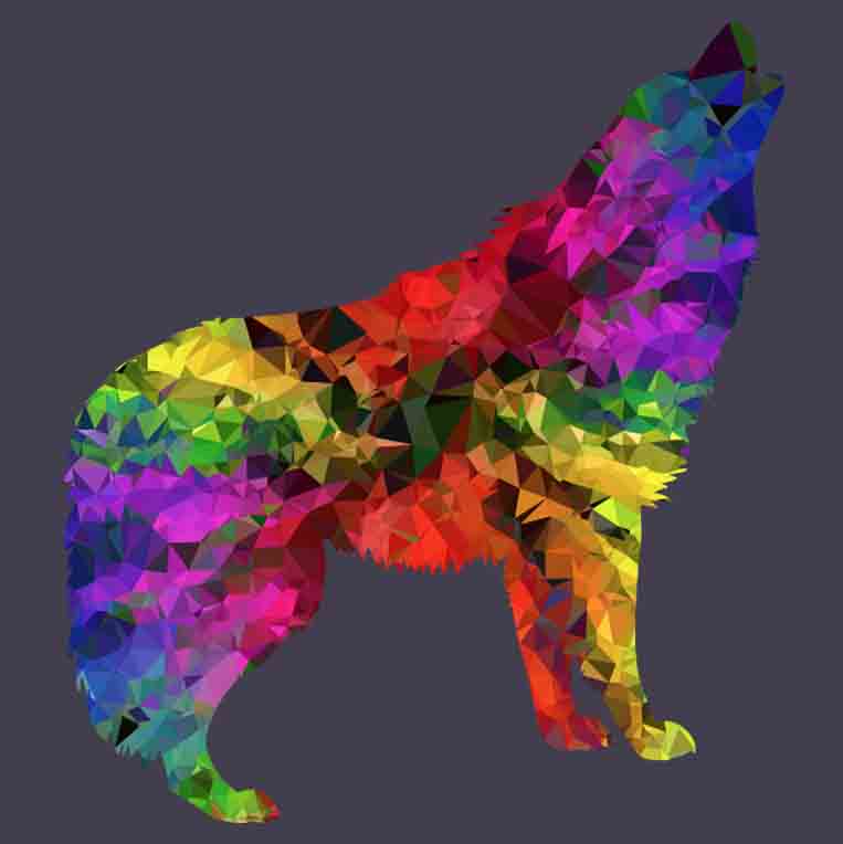 Colourful Geometric Wolf