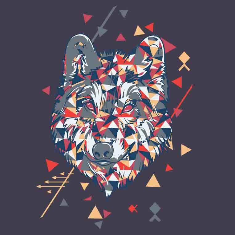 Geometric wolf  teeprint