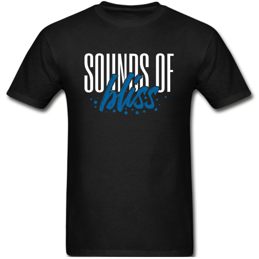 Sounds Of Bliss – White & Blue Print T-shirt