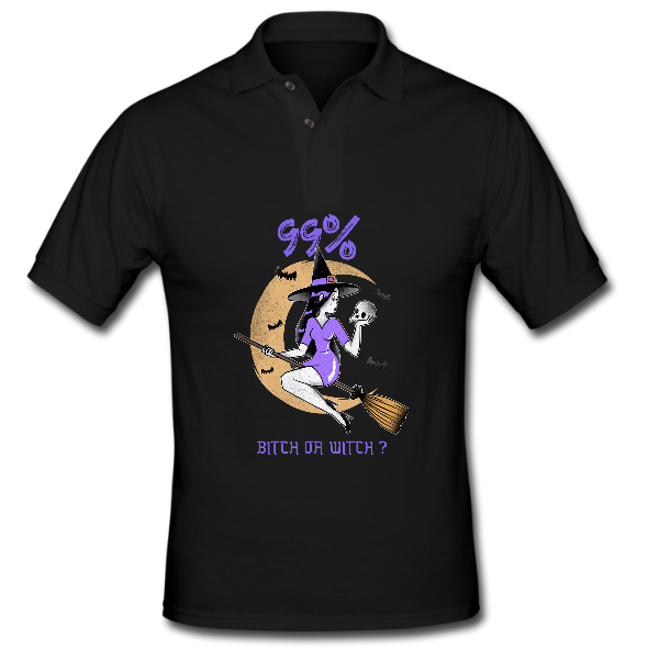 Alizteasetees Mens Golf – Witch or Bitch.
