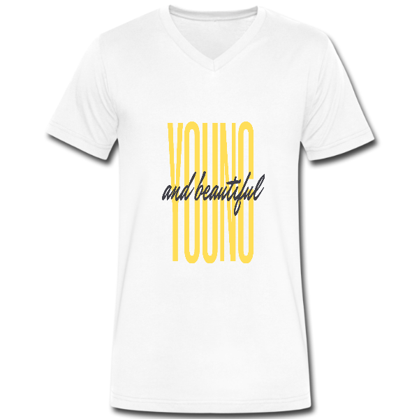 Alizteasetees Mens V-Neck – Young and Beautiful Tee-Shirt.