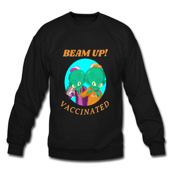 Alizteasetees Unisex Sweater – Funny Alien ready to beam up after being vaccinated.