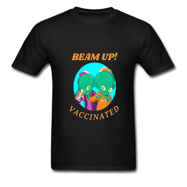Alizteasetees Unisex Tee – Funny Alien ready to beam up after being vaccinated.