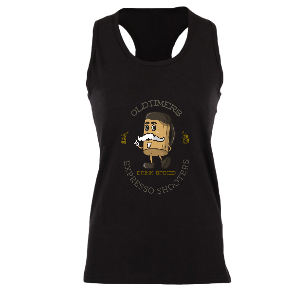 Alizteasetees Woman’s Racerback – Oldtimers Spiked Expresso Shooters.