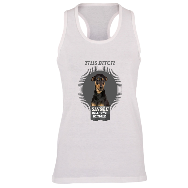 Alizteasetees Woman’s Racerback – This Bitch Single Ready To Mingle..