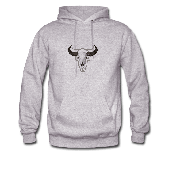 Grey vecotr cow skull graphic hoodie