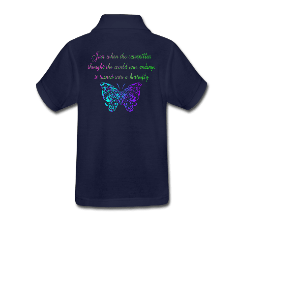 Caterpillar to Butterfly Unisex Kids Custom Graphics Golf Shirt