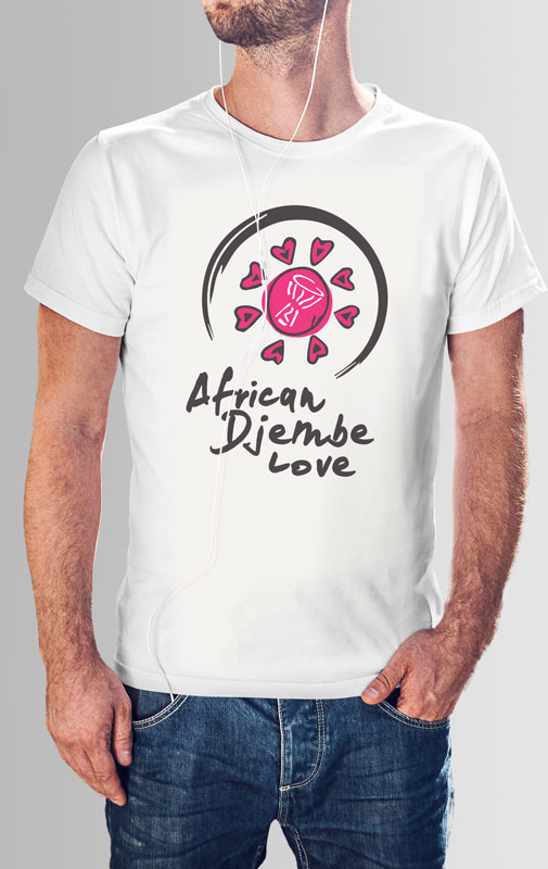 T Shirt Print, African Djembe Love / Pink