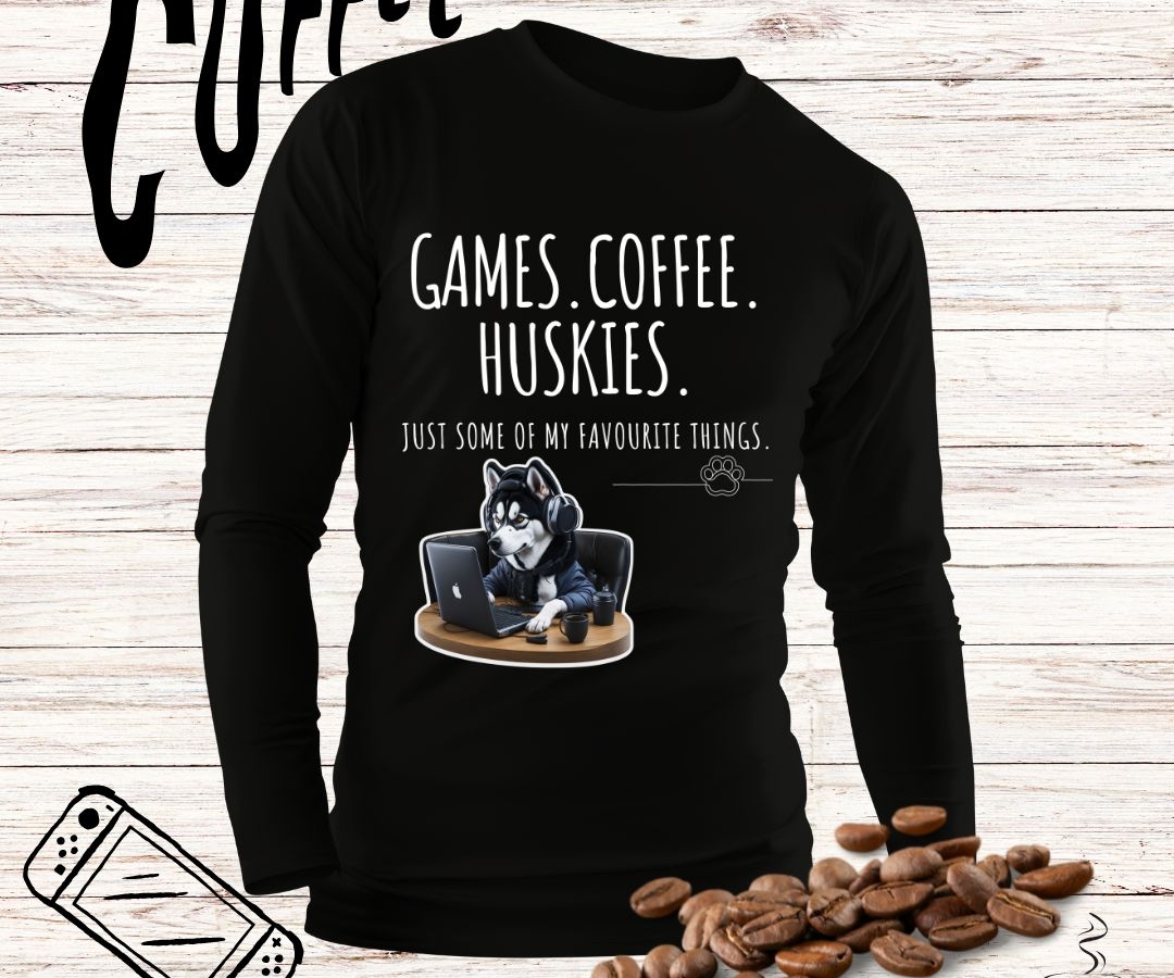 Coffee.Games.Huskies Men and Woman Sweater