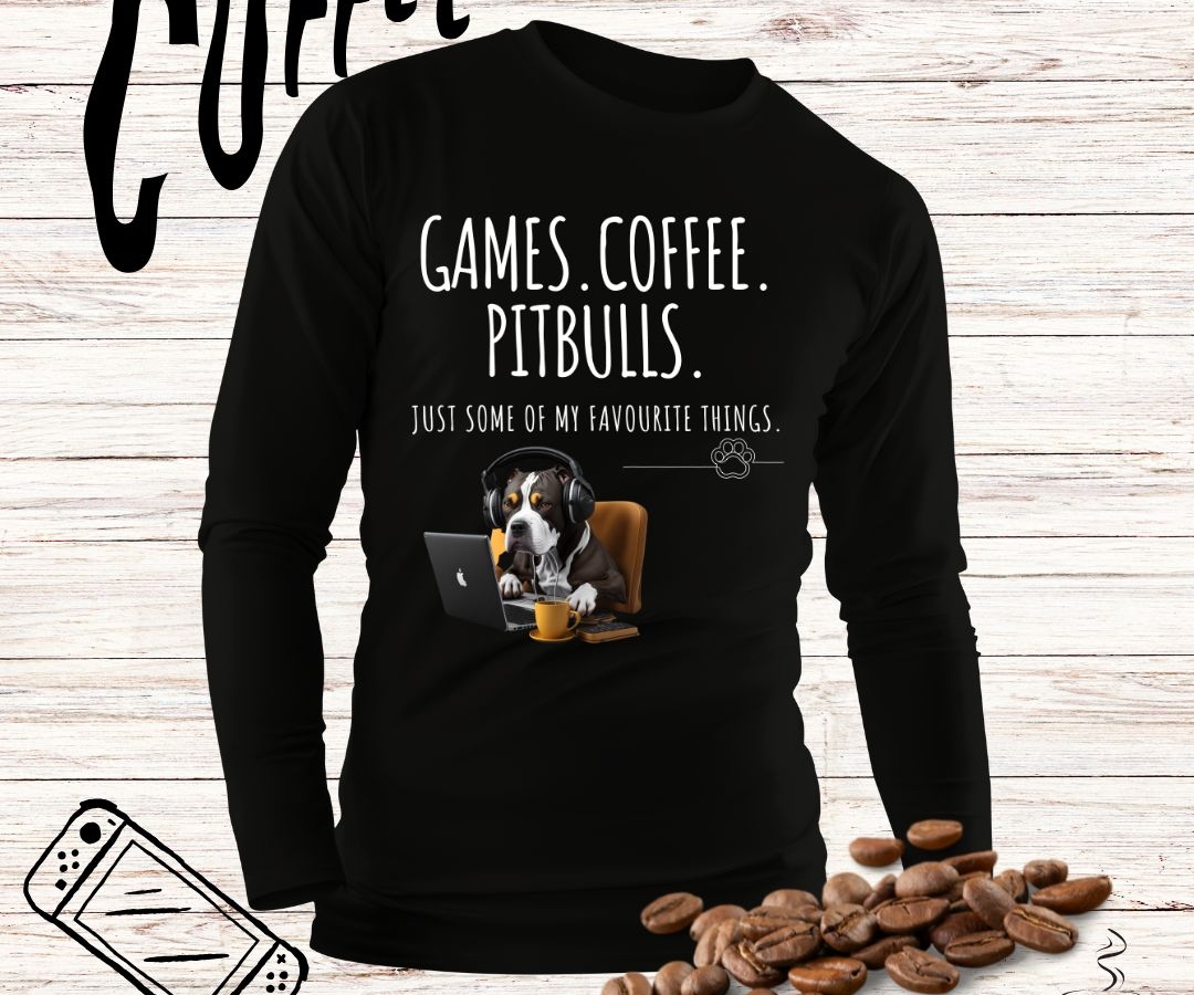 Coffee.Games.PitBulls Men and Woman Sweater