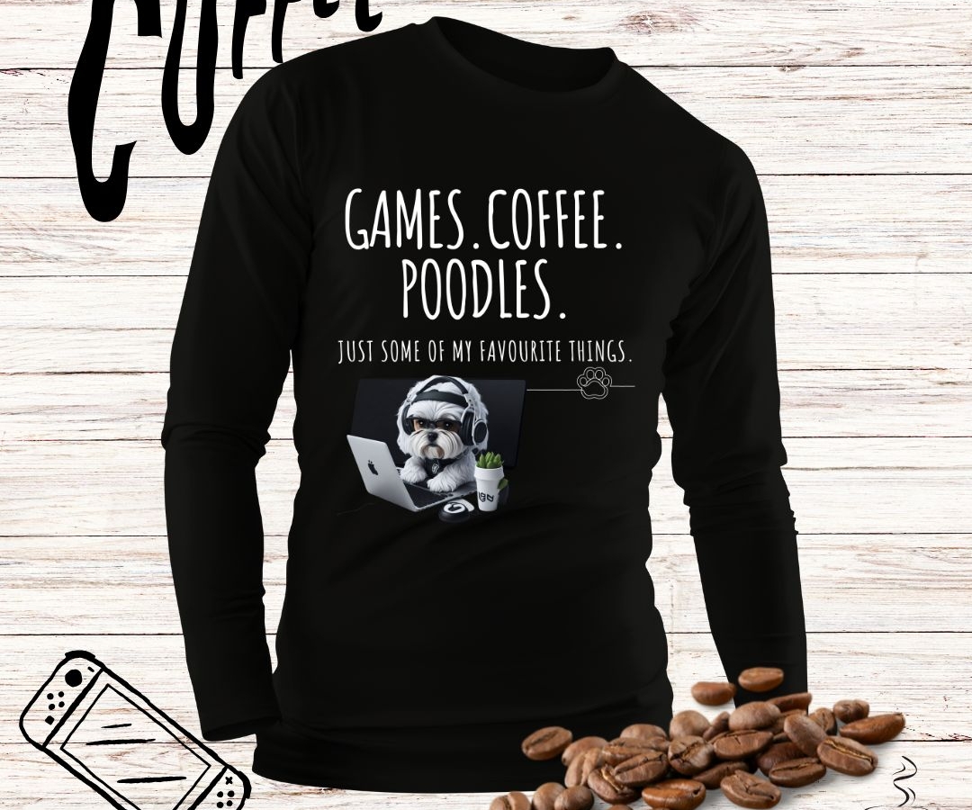 Coffee.Games.Poodles Men and Woman Sweater