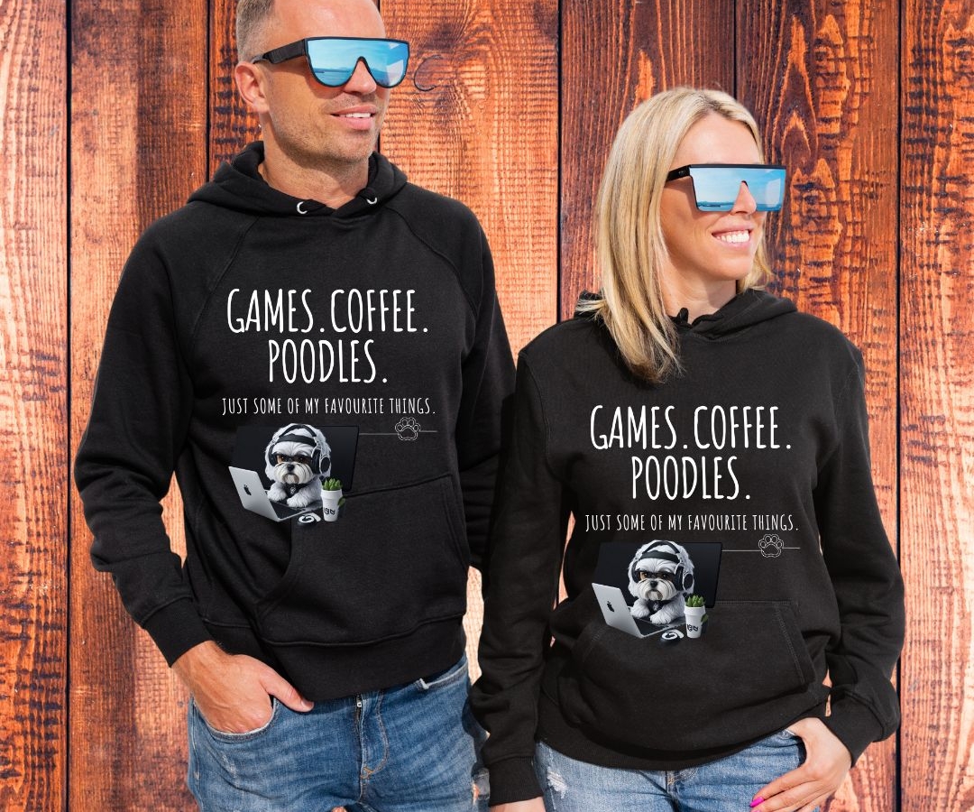 Coffee.Games.Poodles Men and Woman Hoodie