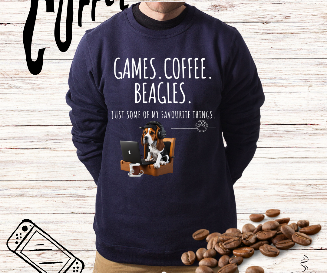 Coffee.Games.Beagles Men and Woman Sweater