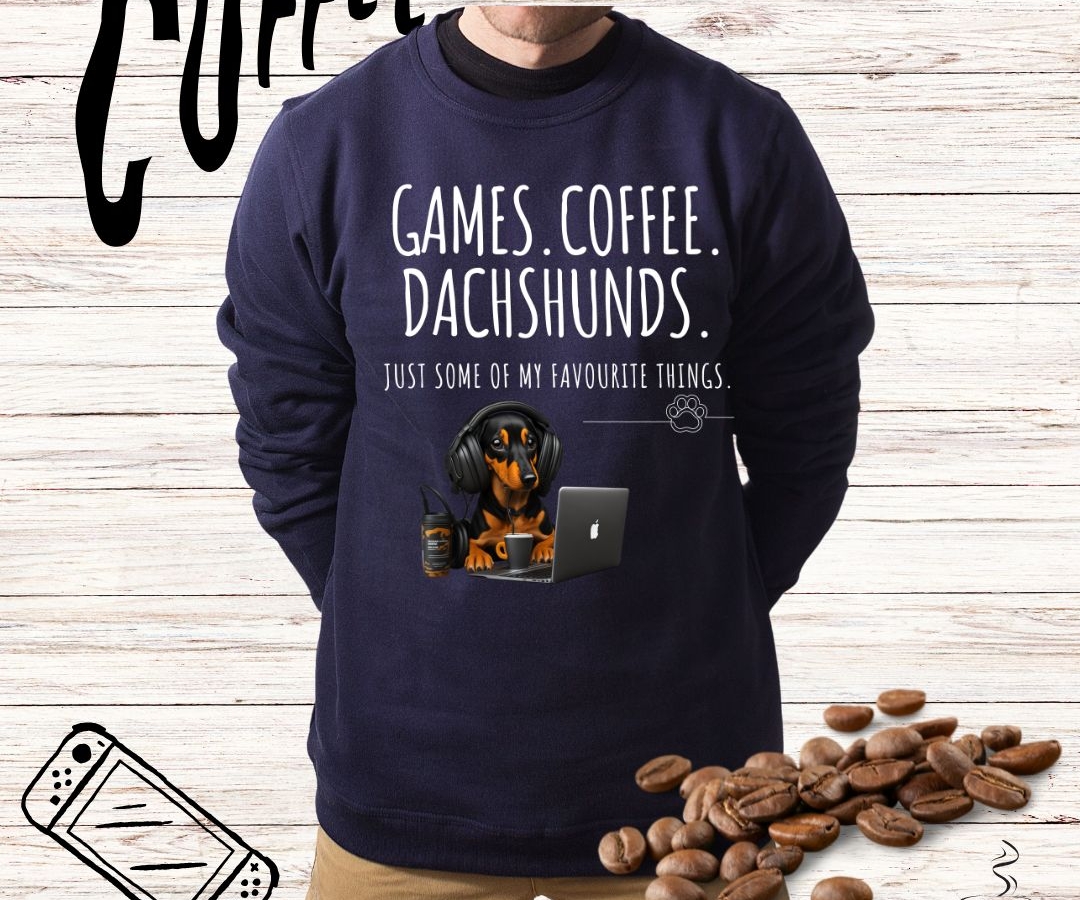 Coffee.Games.Duschunds Men and Woman Sweater