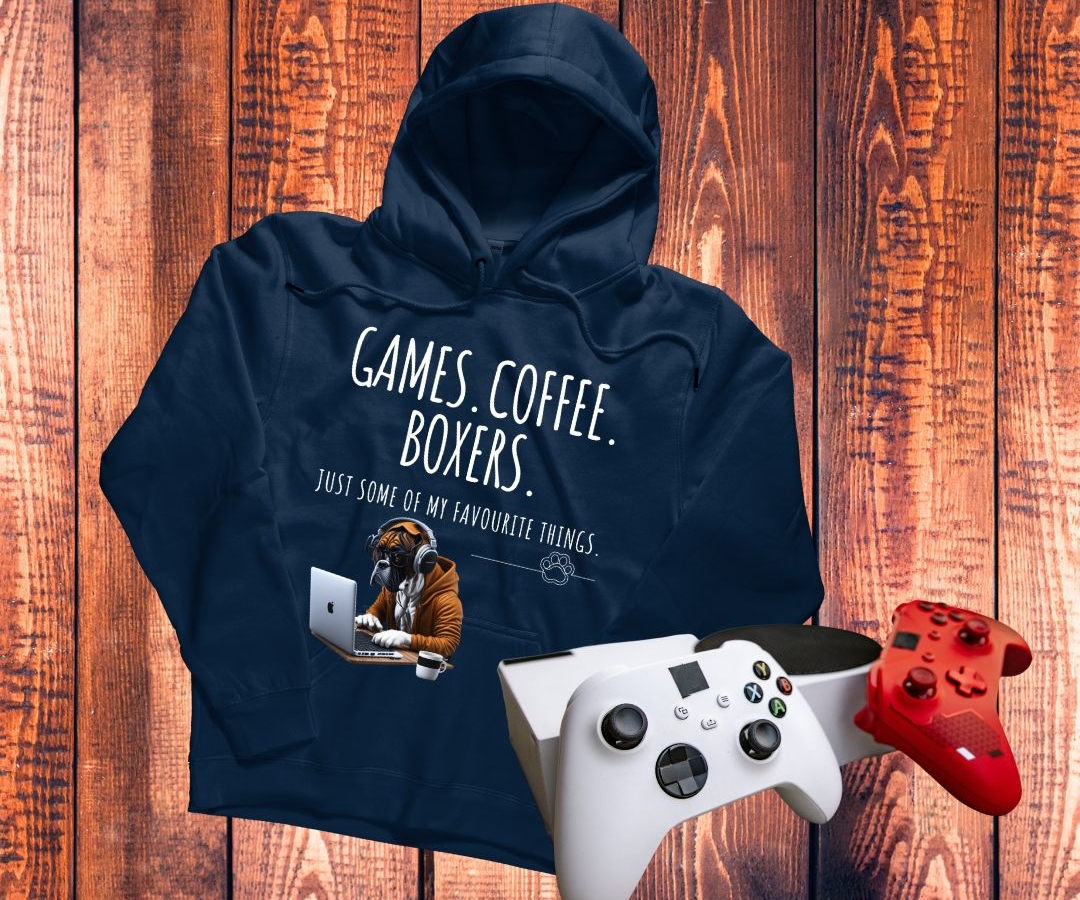 Coffee.Games.Boxer Men and Woman Hoodie