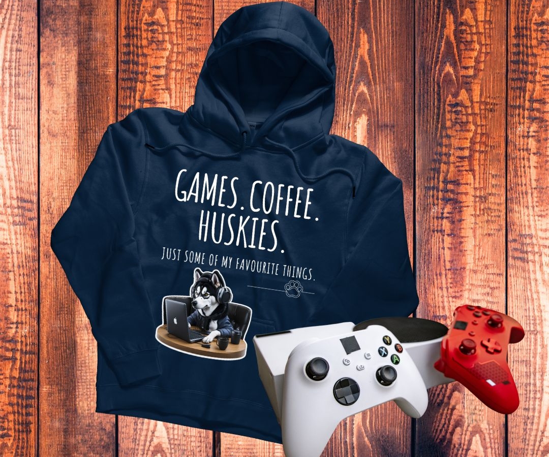 Coffee.Games.Huskies Men and Woman Hoodie