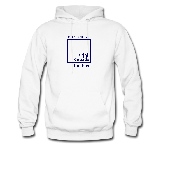 Think outside the box adult hoodie white