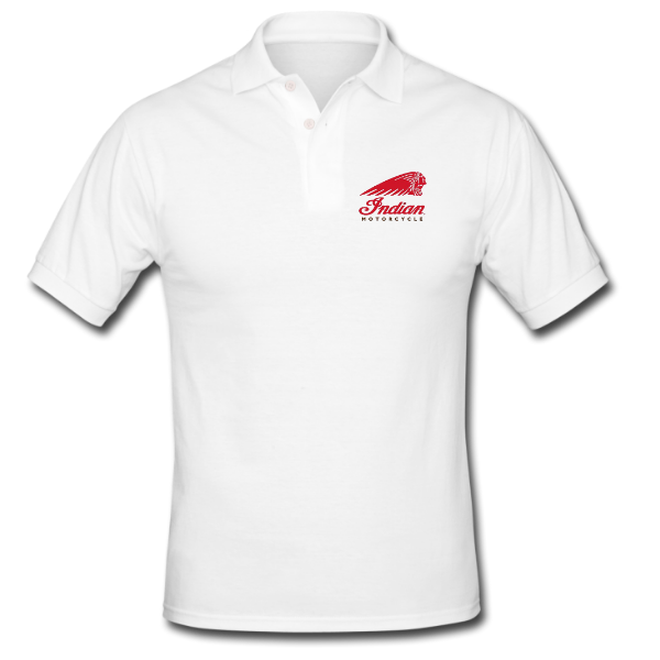 Indian White Golf Shirt Red Logo