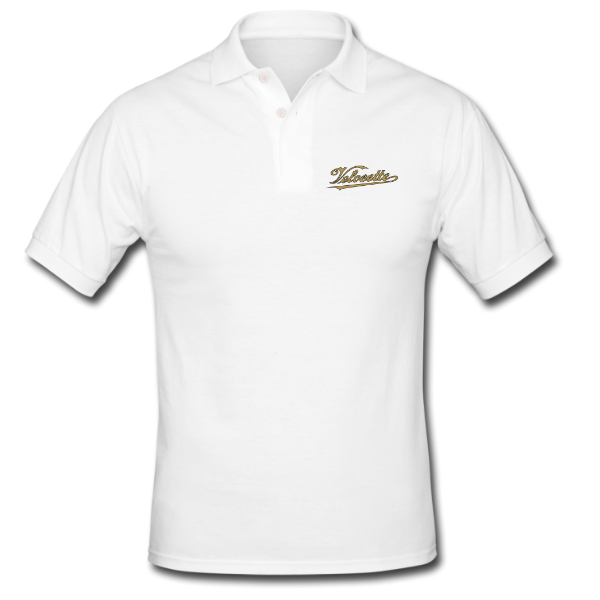 Velocette White Golf Shirt – Gold Script